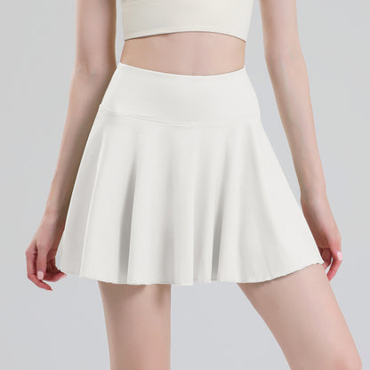 Tennis skirt women's yoga white badminton pleated skirt quick drying anti glare half skirt