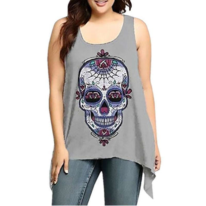 Skull print sleeveless T-shirt