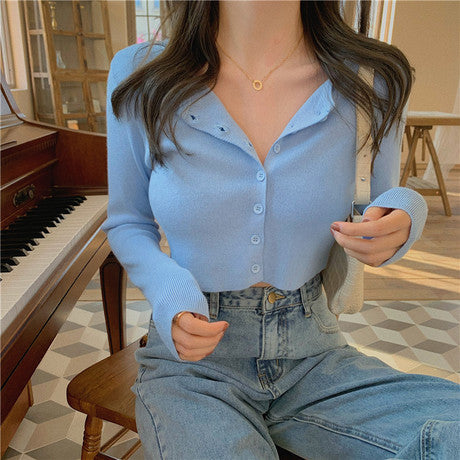 V-neck sweater bottoming shirt