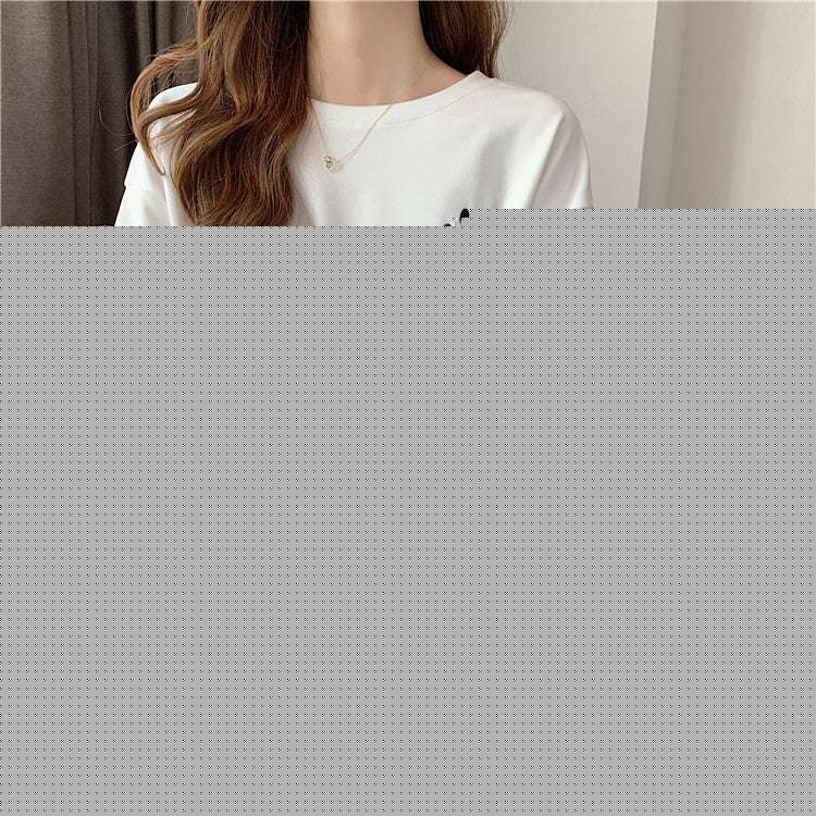 Women's Loose Design Mid-length Print Innerwear Bottoming Shirt Top T-shirt