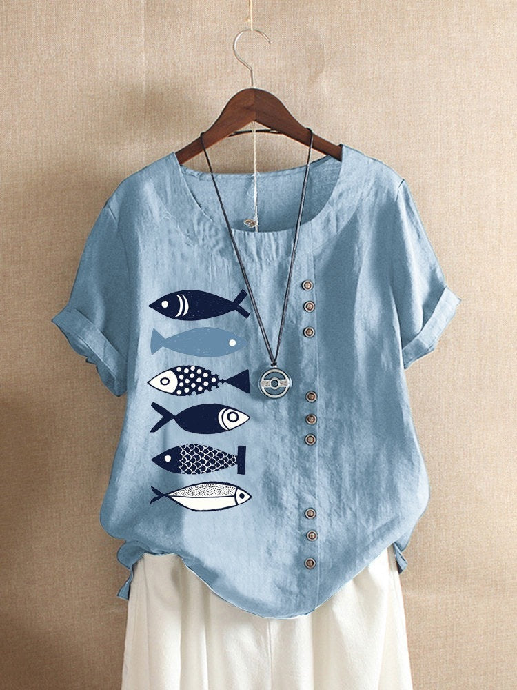 Cartoon print casual shirt