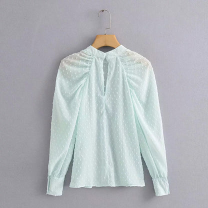 Transparent jacquard long sleeve shirt