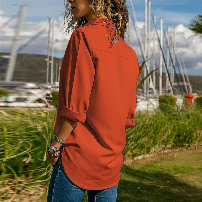 Buttoned Eyelet Chiffon Shirt