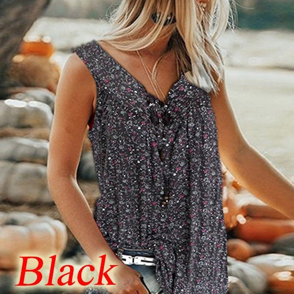 Floral Sleeveless Women's T-shirt