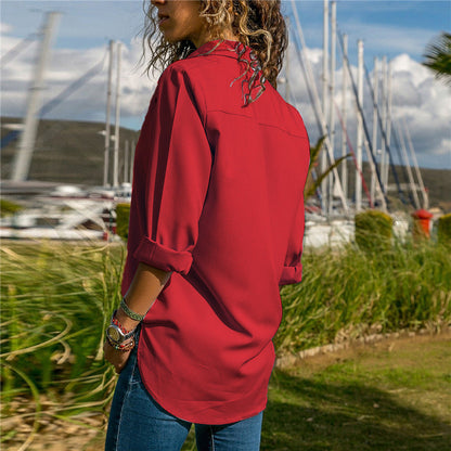 Buttoned Eyelet Chiffon Shirt