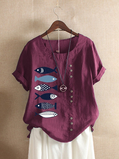 Cartoon print casual shirt
