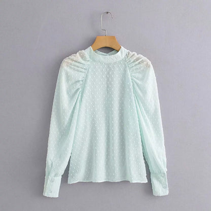 Transparent jacquard long sleeve shirt