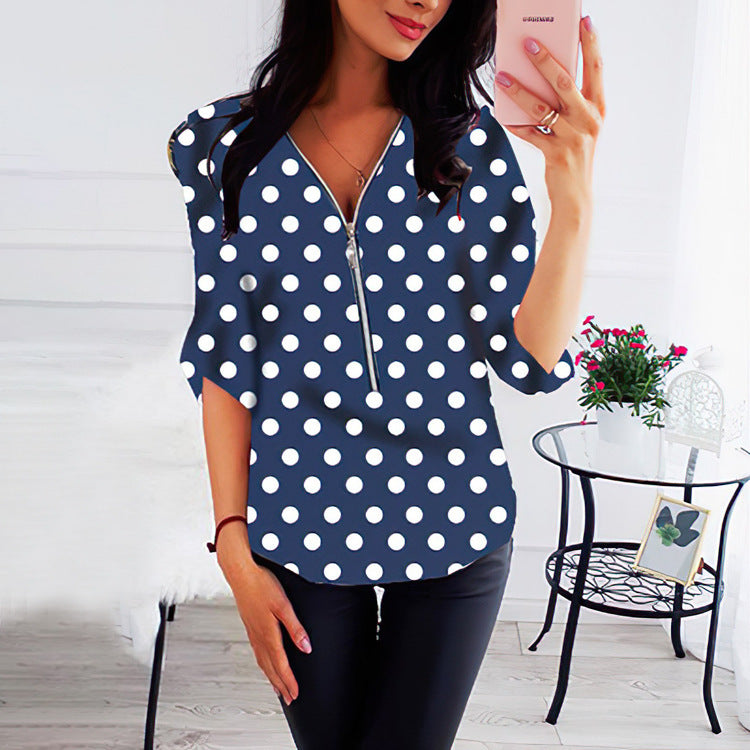 V-neck zip shirt