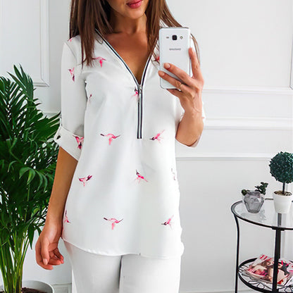V-neck zip shirt