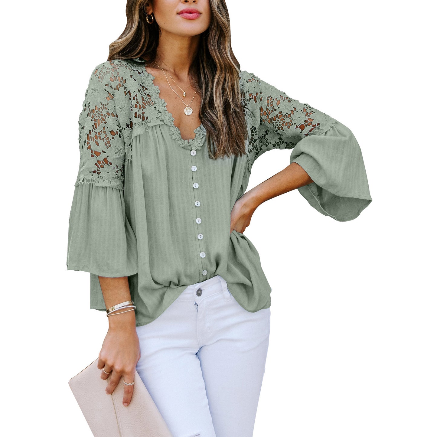 Stitching Temperament Loose Pullover Shirt