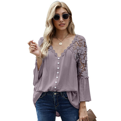 Stitching Temperament Loose Pullover Shirt