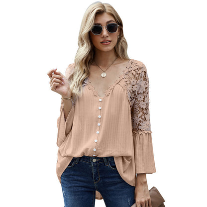 Stitching Temperament Loose Pullover Shirt