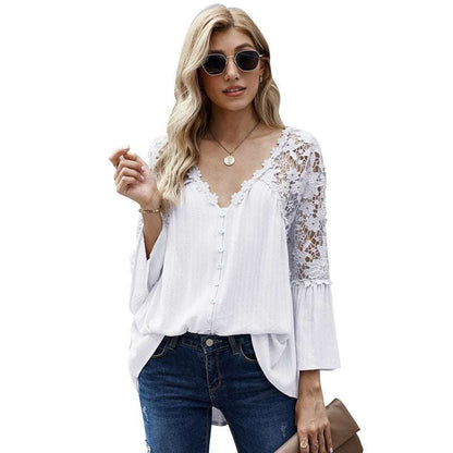 Stitching Temperament Loose Pullover Shirt