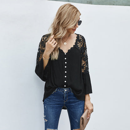 Stitching Temperament Loose Pullover Shirt