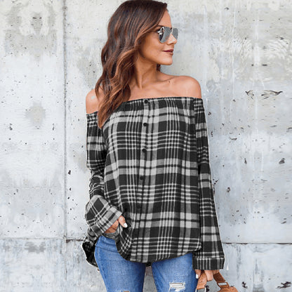 Red And Black Plaid Shirt Long Sleeve Loose Single Breasted Shirt