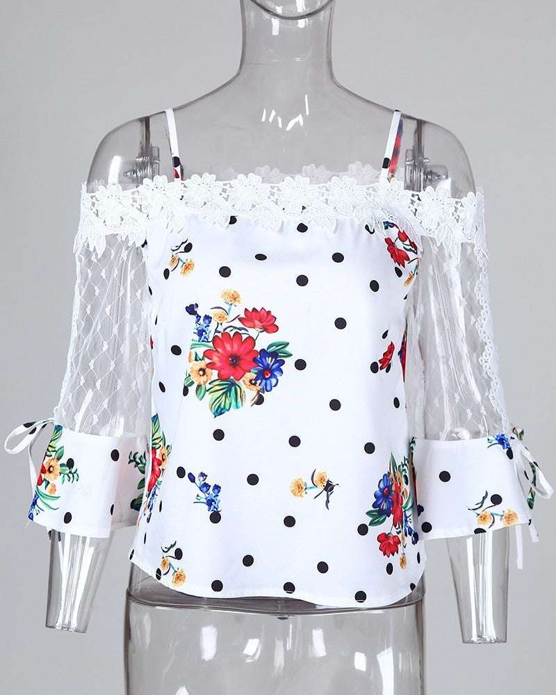 Short - sleeved lace shirt