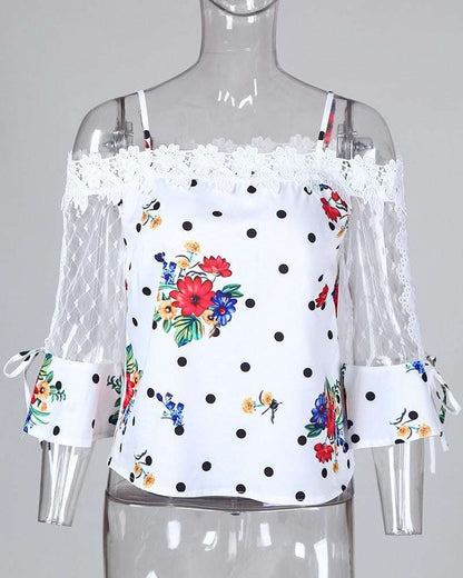 Short - sleeved lace shirt