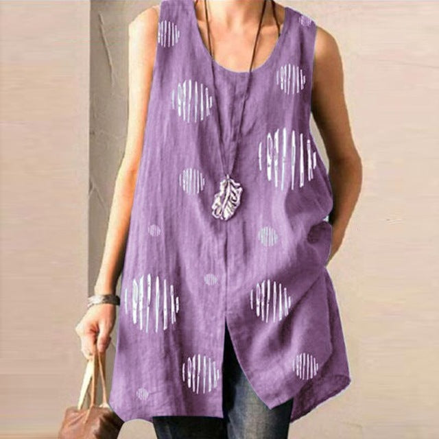 Casual sleeveless circle shirt
