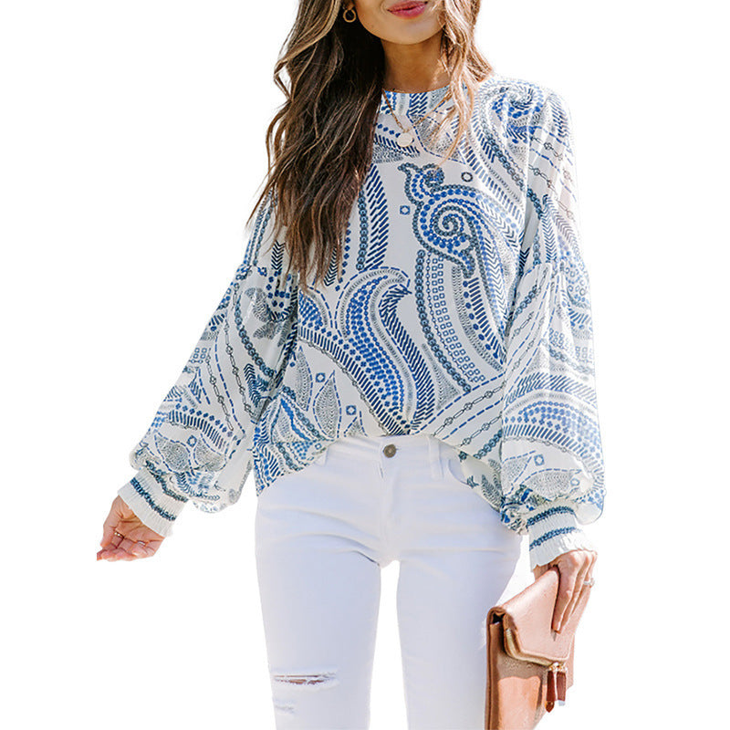 Long-Sleeved Shirt Women Autumn New Loose Fashion Floral Pattern Ladies Shirt