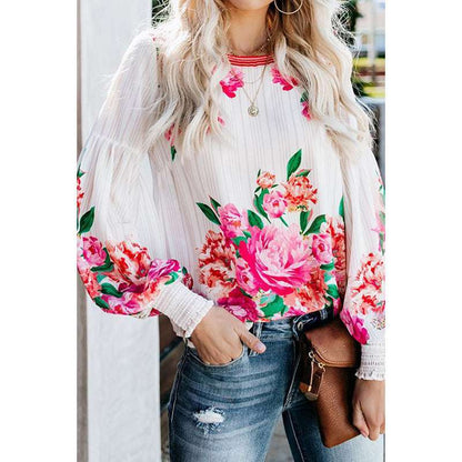 Long-Sleeved Shirt Women Autumn New Loose Fashion Floral Pattern Ladies Shirt