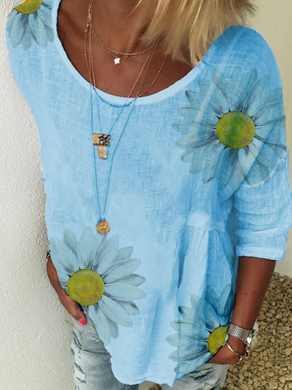 Women's chrysanthemum print T-shirt
