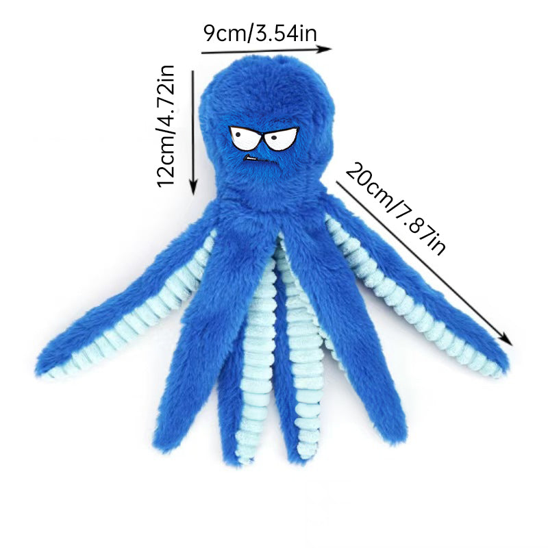 Octopus - shaped indestructible plush dog toy, squeaky & bite - resistant, pet toy supplies