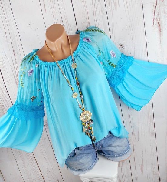 Splicing mesh embroidery shirt