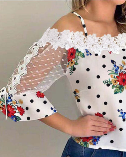 Short - sleeved lace shirt