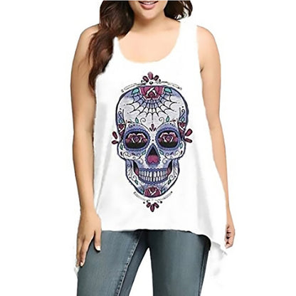 Skull print sleeveless T-shirt
