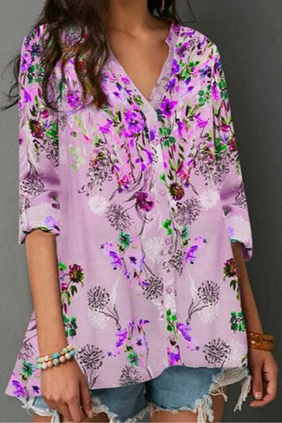 Floral print long sleeve shirt