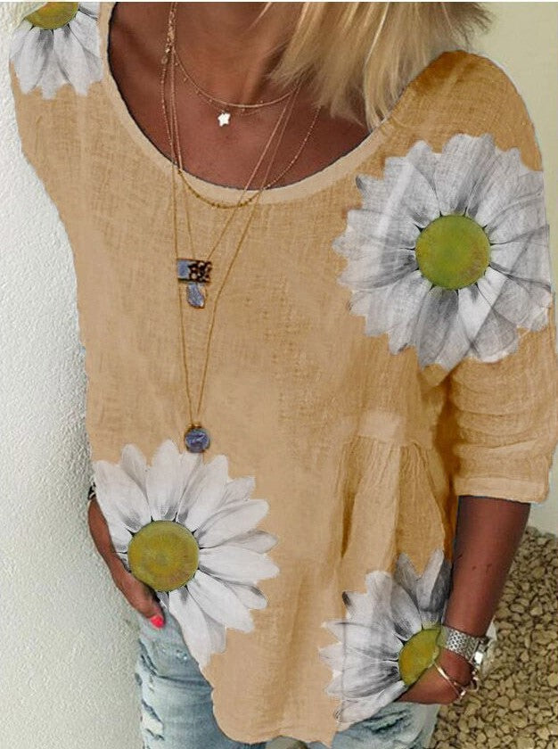 Women's chrysanthemum print T-shirt