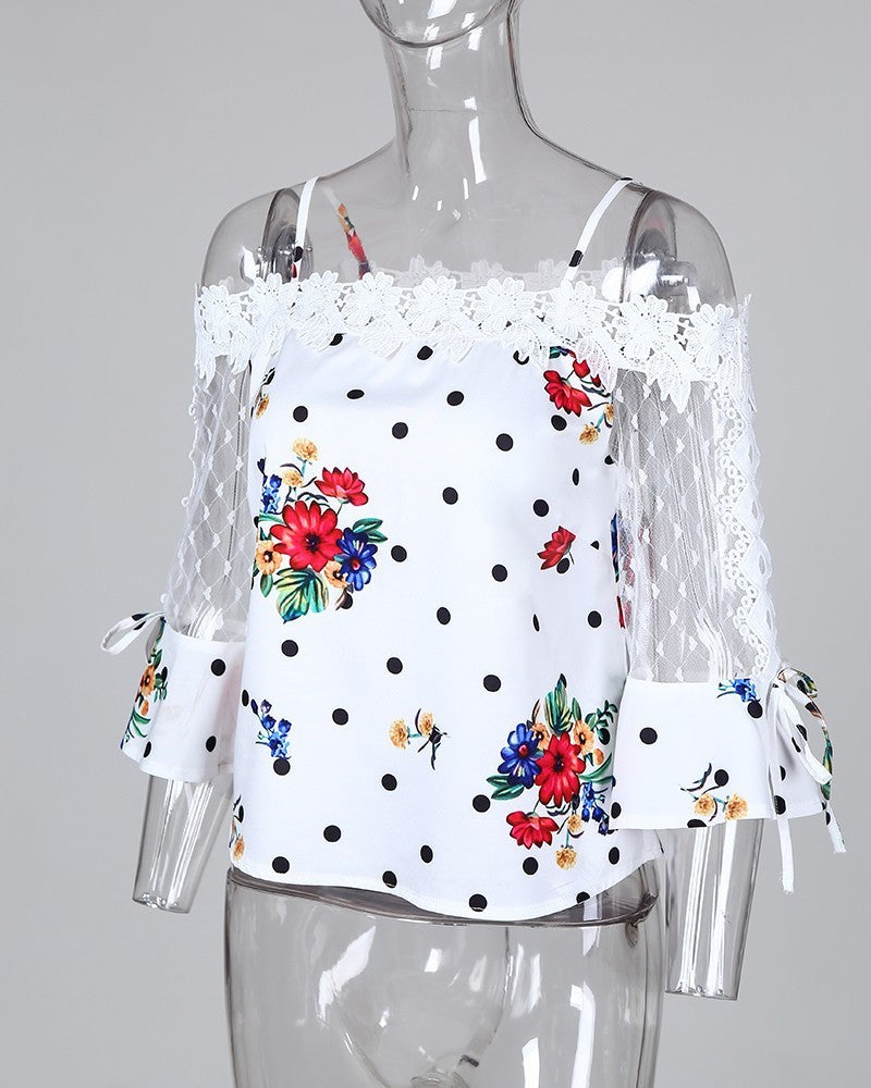 Short - sleeved lace shirt