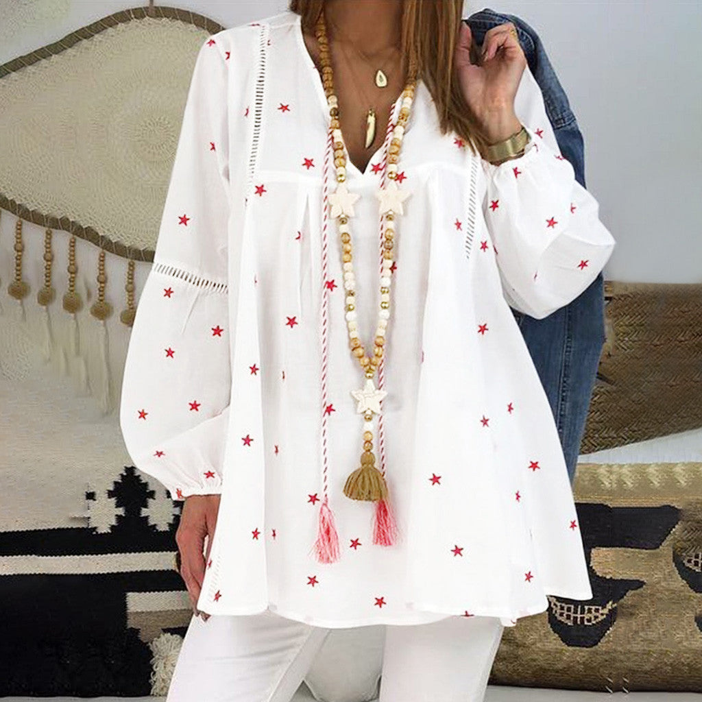 Openwork shirt with lace stitching