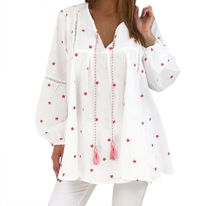 Openwork shirt with lace stitching