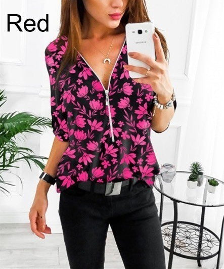 V-neck zip shirt
