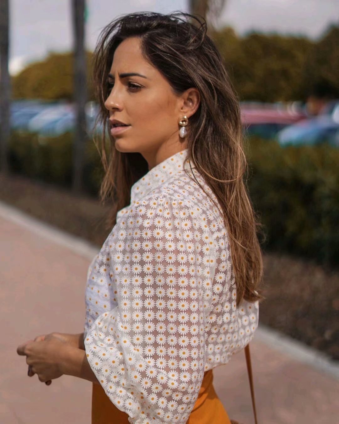 Sheer print tulle top shirt