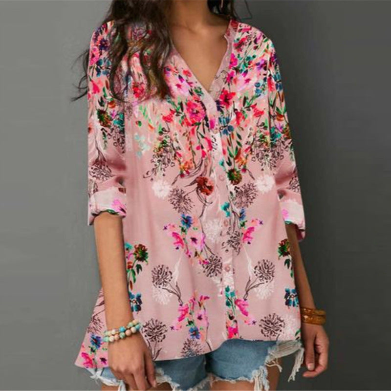 Floral print long sleeve shirt
