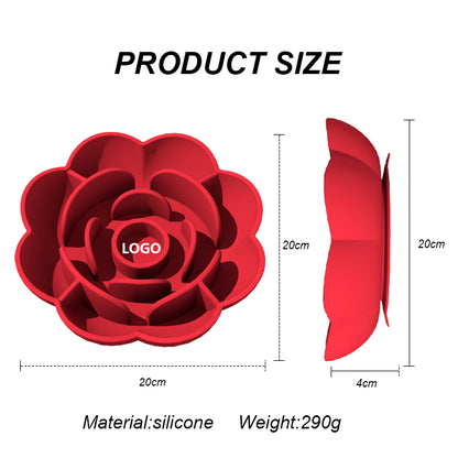 New Portable Dog Bowl Pet Feeder Licking Silicone Dog Bowl Slow Feeder Flower