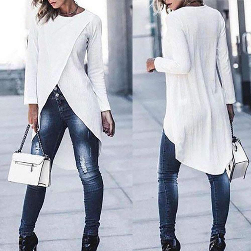 Irregular split bottom shirt