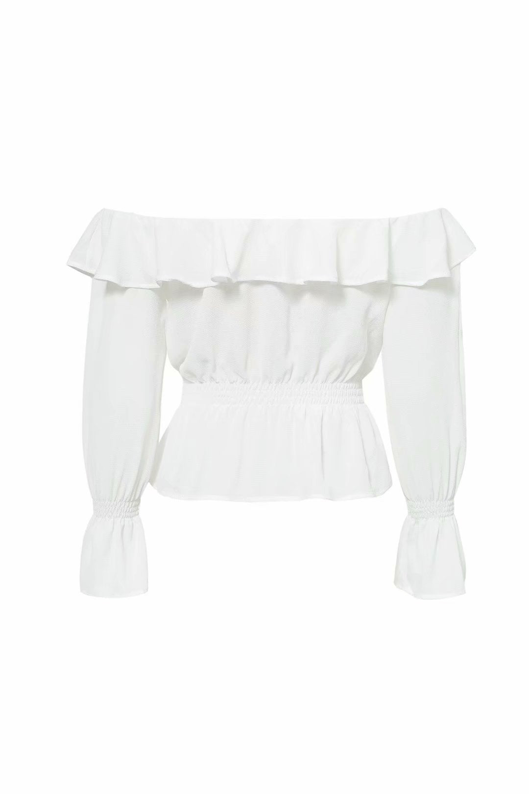 Lace-up shoulder ruffle shirt