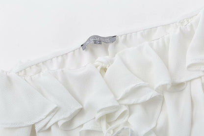 Lace-up shoulder ruffle shirt