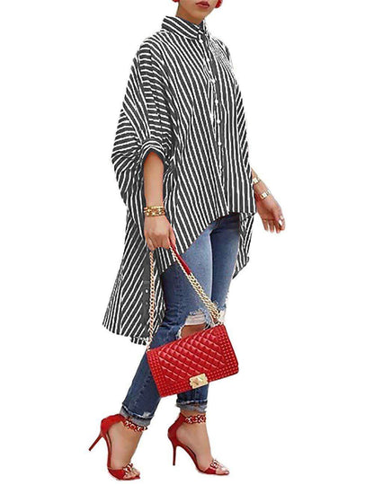 Striped loose skirt shirt