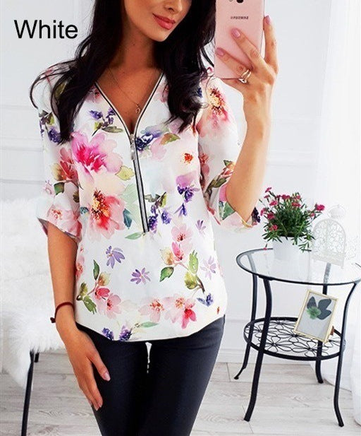 V-neck zip shirt