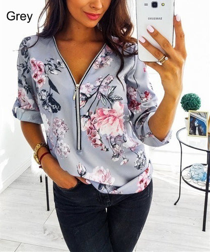 V-neck zip shirt