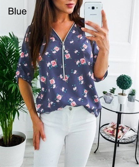 V-neck zip shirt