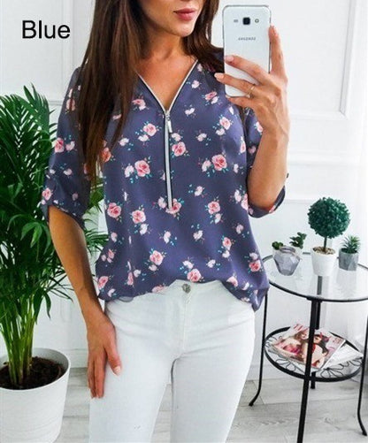 V-neck zip shirt