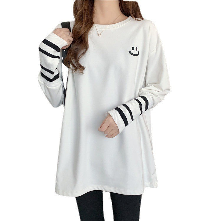 Women's Loose Design Mid-length Print Innerwear Bottoming Shirt Top T-shirt
