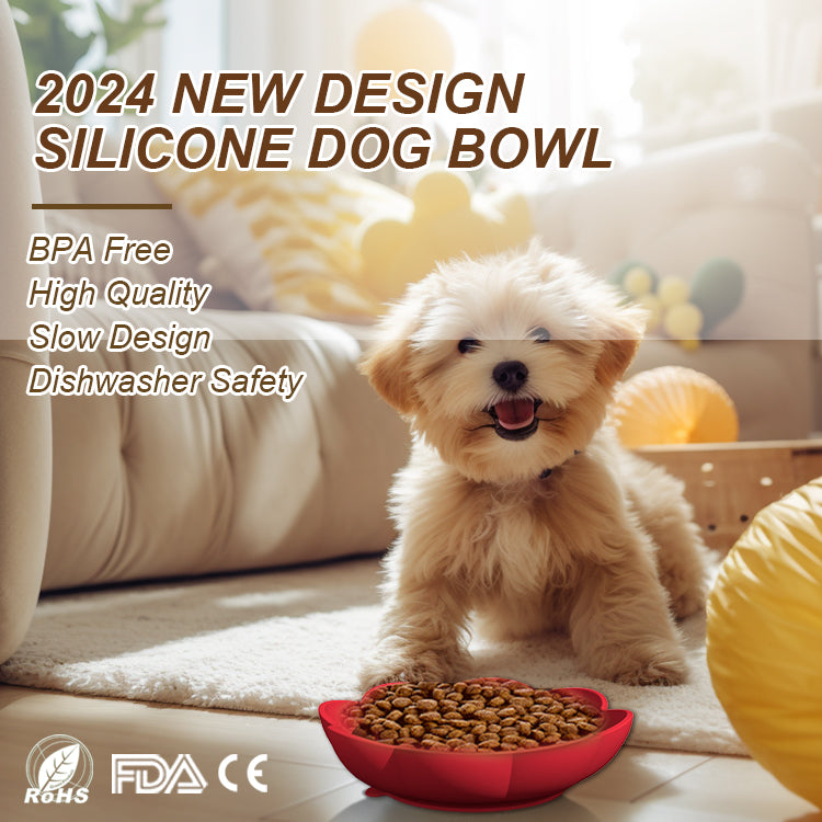 New Portable Dog Bowl Pet Feeder Licking Silicone Dog Bowl Slow Feeder Flower