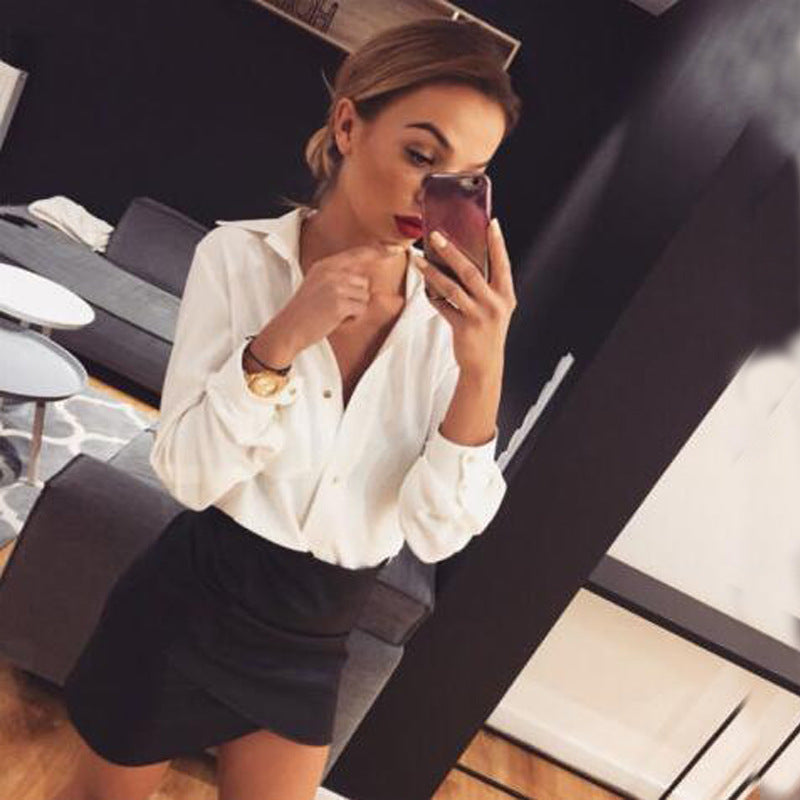Explosive Fall Winter Slim Long Sleeve Shirt Leopard Print Top Shirt