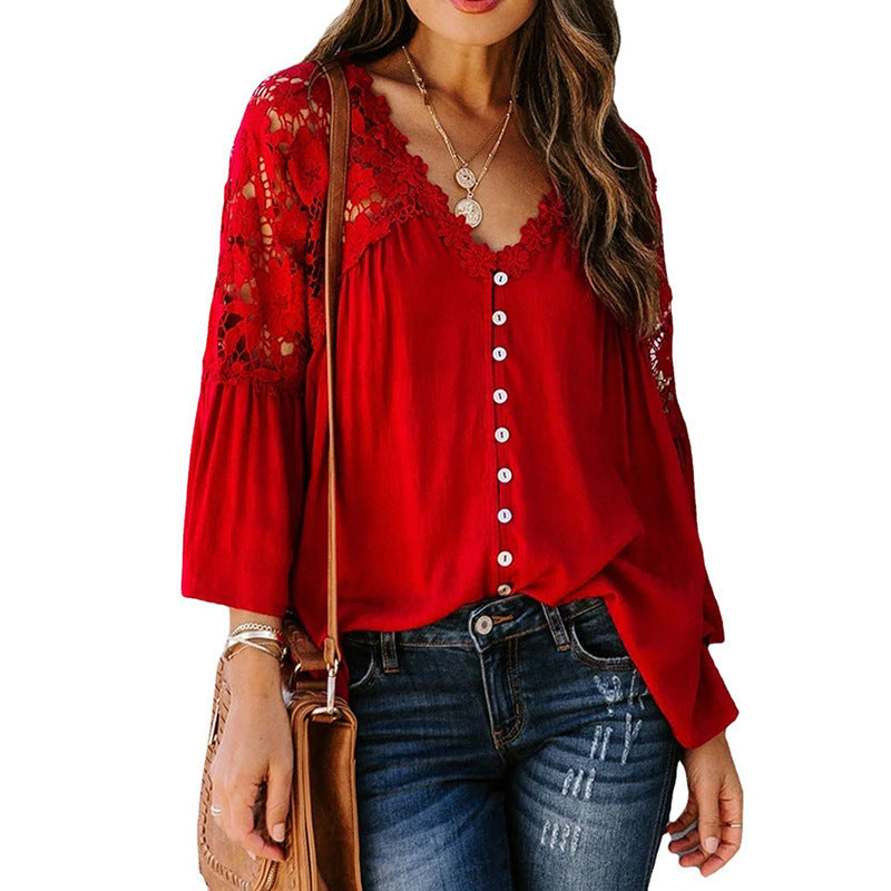 Stitching Temperament Loose Pullover Shirt